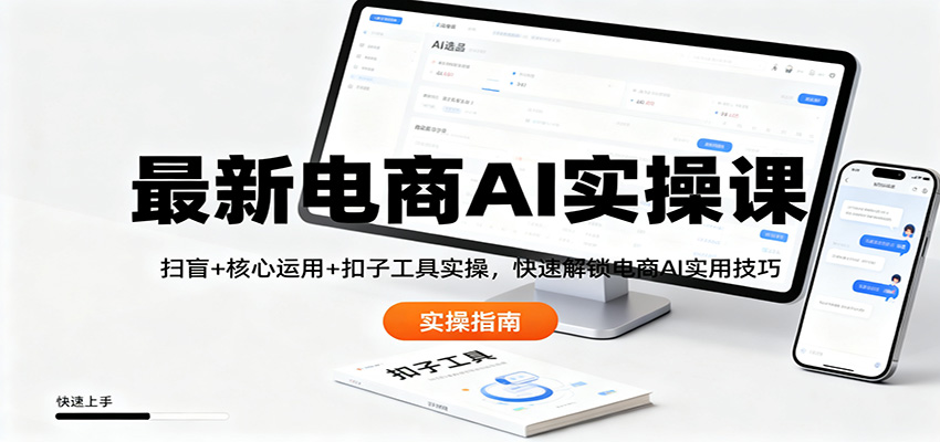 最新电商AI实操课：扫盲+核心运用+扣子工具实操，快速解锁电商AI实用技巧网创项目-知识付费-在线课程-自媒体创业-网络副业-优利资源优利资源网