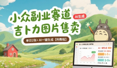 小众副业赛道 吉卜力图片售卖 单日2张+ AI一键生成【附教程】网创项目-知识付费-在线课程-自媒体创业-网络副业-优利资源优利资源网