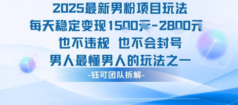 2025最新男粉项目玩法每天变现1k+也不违规也不会封号男人最懂男人的玩法网创项目-知识付费-在线课程-自媒体创业-网络副业-优利资源优利资源网