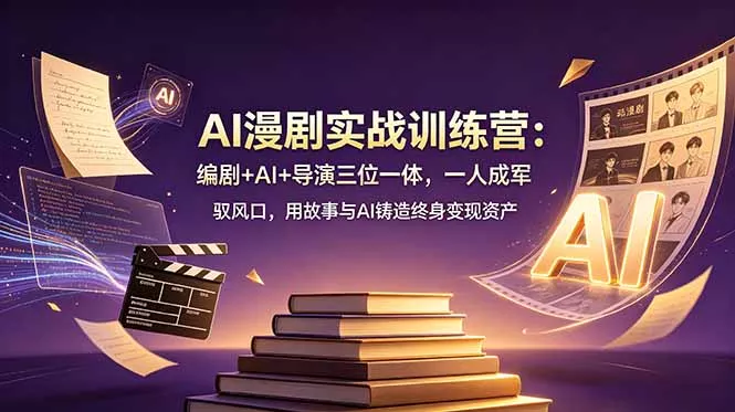 AI漫剧实战训练营：编剧+AI+导演三位一体，一人成军 驭风口，用故事与AI铸造终身变现资产网创项目-知识付费-在线课程-自媒体创业-网络副业-优利资源优利资源网
