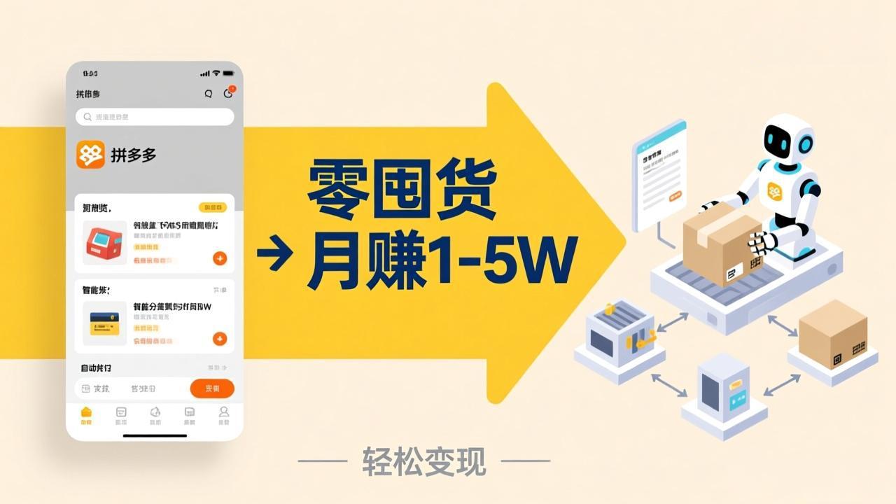 不用囤货不用跑单！拼多多虚拟玩法，机器人管理发货和客服，帮你月赚 1-5W网创项目-知识付费-在线课程-自媒体创业-网络副业-优利资源优利资源网