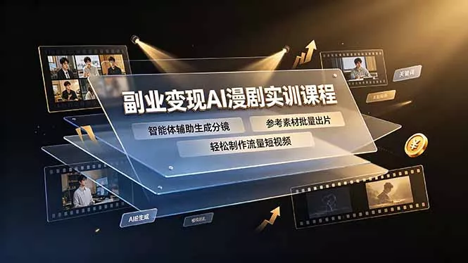 副业变现AI漫剧实训课程，智能体辅助生成分镜，参考素材批量出片，轻松制作流量短视频网创项目-知识付费-在线课程-自媒体创业-网络副业-优利资源优利资源网