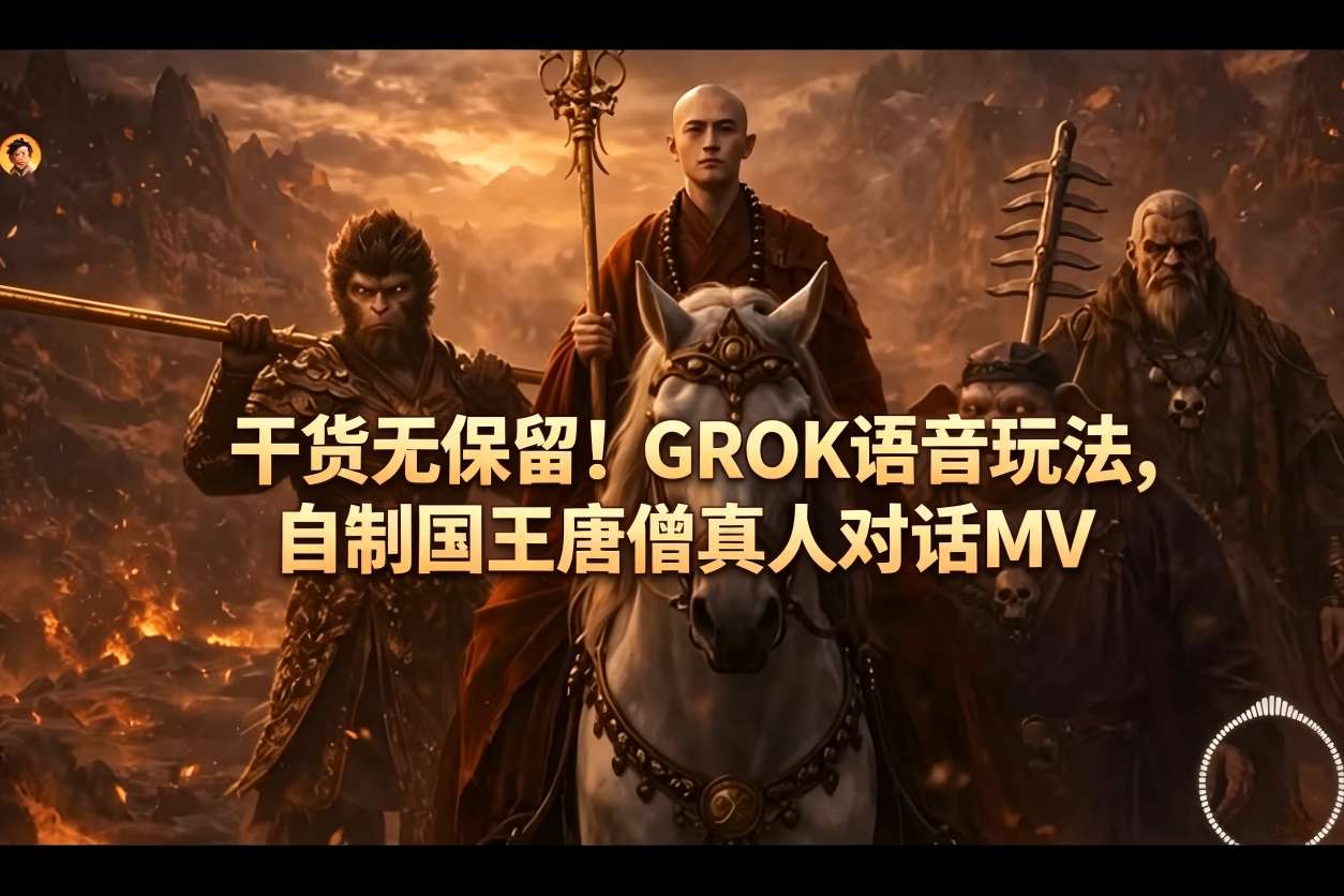 干货无保留！GROK语音玩法，自制国王唐僧真人对话MV网创项目-知识付费-在线课程-自媒体创业-网络副业-优利资源优利资源网