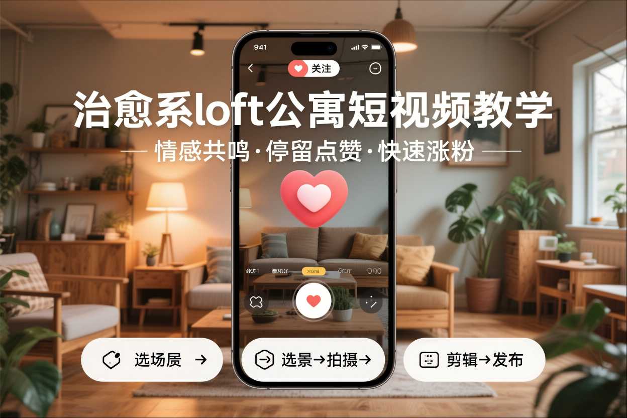 治愈系loft公寓短视频制作教学，情感共鸣引停留点赞关注，快速起号涨粉网创项目-知识付费-在线课程-自媒体创业-网络副业-优利资源优利资源网