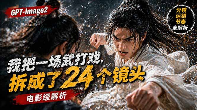 用GPT-Image2，把一段武打对决拆成24个连续镜头，从人物建立、动作衔接、运镜节奏，到情绪爆发网创项目-知识付费-在线课程-自媒体创业-网络副业-优利资源优利资源网