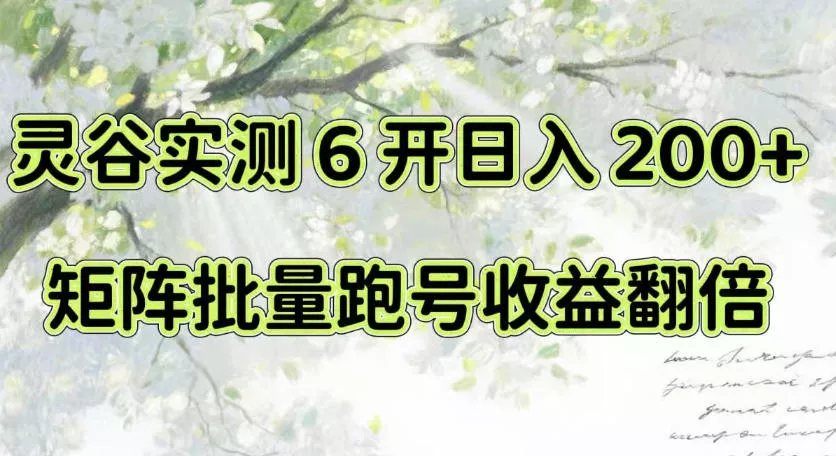 一台电脑就能做！灵谷实测6开日入200+，矩阵批量跑号收益翻倍【揭秘】网创项目-知识付费-在线课程-自媒体创业-网络副业-优利资源优利资源网