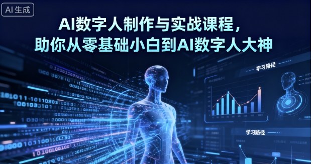 AI数字人制作与实战课程，助你从零基础小白到AI数字人大神网创项目-知识付费-在线课程-自媒体创业-网络副业-优利资源优利资源网