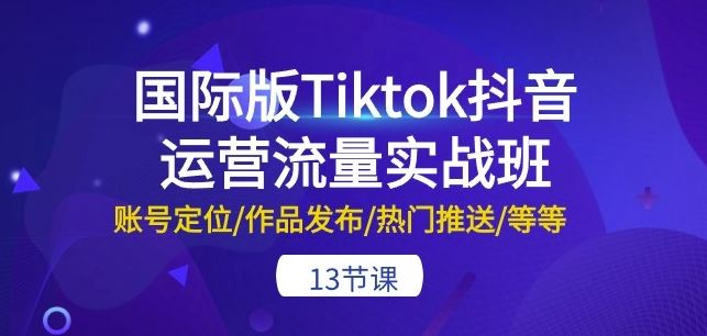 国际版Tiktok抖音运营流量实战班：账号定位/作品发布/热门推送/等等-13节网创项目-知识付费-在线课程-自媒体创业-网络副业-优利资源优利资源网
