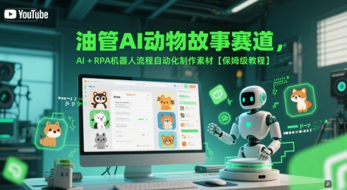 油管AI动物故事赛道，AI+RPA机器人流程自动化制作素材【保姆级教程】网创项目-知识付费-在线课程-自媒体创业-网络副业-优利资源优利资源网