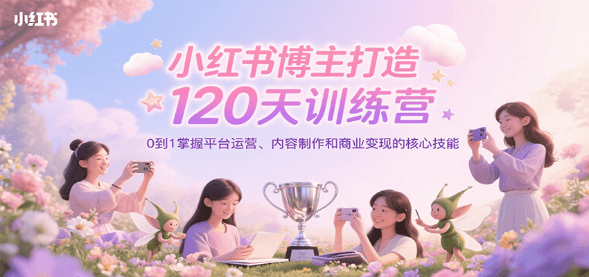小红书博主打造120天训练营，0到1掌握平台运营、内容制作和商业变现网创项目-知识付费-在线课程-自媒体创业-网络副业-优利资源优利资源网