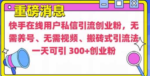 快手最新引流创业粉方法，无需养号、无需视频、搬砖式引流法【揭秘】网创项目-知识付费-在线课程-自媒体创业-网络副业-优利资源优利资源网