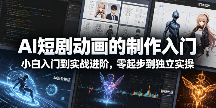 AI短剧动画的制作入门，小白入门到实战进阶，零起步到独立实操网创项目-知识付费-在线课程-自媒体创业-网络副业-优利资源优利资源网
