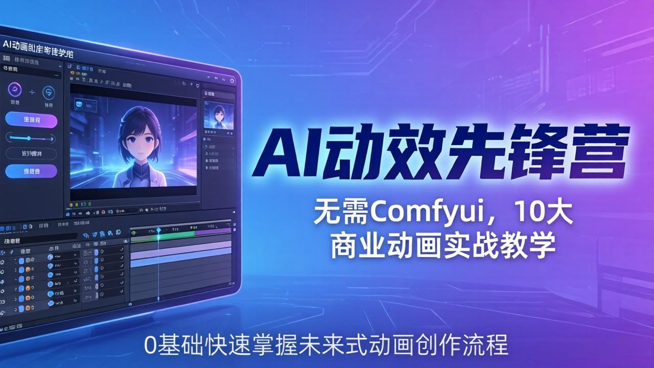 AI 动效先锋营：无需Comfyui，10大商业动画实战教学，0基础快速掌握未来式动画创作流程网创项目-知识付费-在线课程-自媒体创业-网络副业-优利资源优利资源网