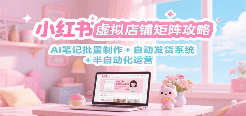 小红书虚拟店铺矩阵攻略：AI笔记批量制作 + 自动发货系统 + 半自动化运营网创项目-知识付费-在线课程-自媒体创业-网络副业-优利资源优利资源网