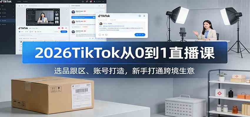 2026TikTok从0到1直播课：选品跟区、账号打造，新手打通跨境生意网创项目-知识付费-在线课程-自媒体创业-网络副业-优利资源优利资源网