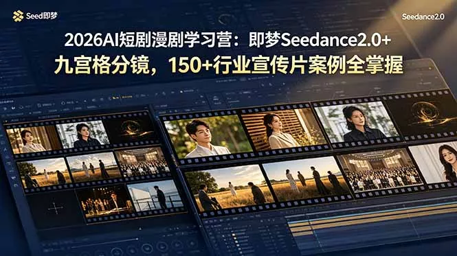 2026AI短剧漫剧学习营：即梦Seedance2.0+九宫格分镜，150+行业宣传片案例全掌握网创项目-知识付费-在线课程-自媒体创业-网络副业-优利资源优利资源网