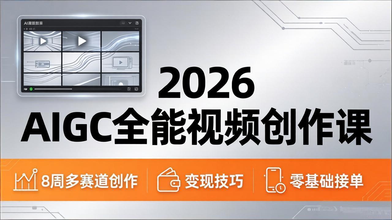 2026AIGC全能视频创作课，8周吃透多赛道创作+变现，零基础也能高效出片接单网创项目-知识付费-在线课程-自媒体创业-网络副业-优利资源优利资源网