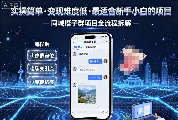 实操简单，变现难度低，最适合新手小白做的项目，每天轻松收入3张，同城搭子群项目全流程拆解网创项目-知识付费-在线课程-自媒体创业-网络副业-优利资源优利资源网