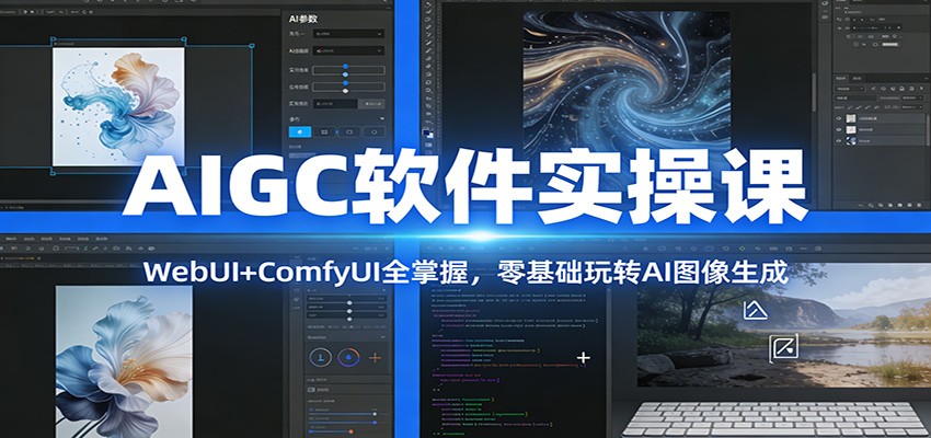 AIGC软件实操课：WebUI+ComfyUI全掌握，零基础玩转AI图像生成网创项目-知识付费-在线课程-自媒体创业-网络副业-优利资源优利资源网