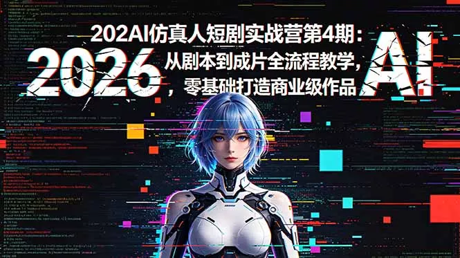 2026AI仿真人短剧实战营第4期：从剧本到成片全流程教学，零基础打造商业级作品网创项目-知识付费-在线课程-自媒体创业-网络副业-优利资源优利资源网