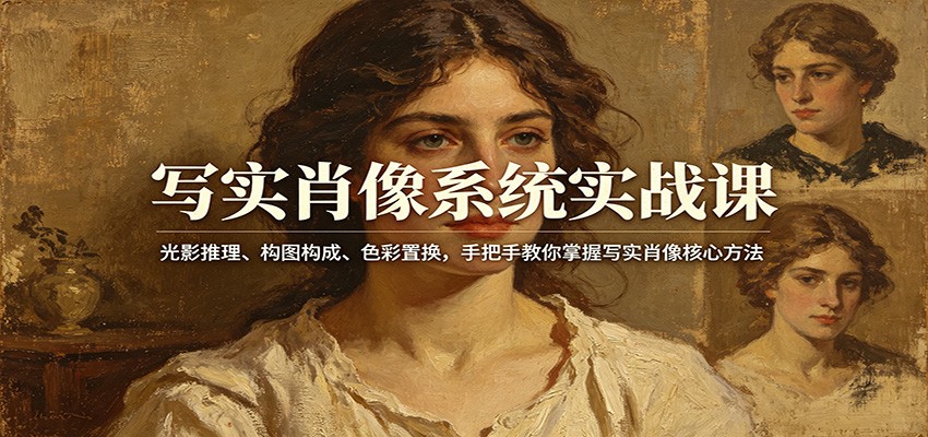 写实肖像系统实战课：光影推理、构图构成、色彩置换，手把手教你掌握写实肖像核心方法网创项目-知识付费-在线课程-自媒体创业-网络副业-优利资源优利资源网