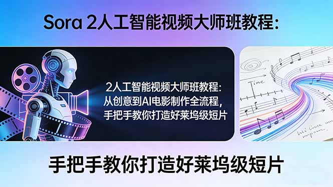Sora 2人工智能视频大师班教程：从创意到AI电影制作全流程，手把手教你打造好莱坞级短片网创项目-知识付费-在线课程-自媒体创业-网络副业-优利资源优利资源网