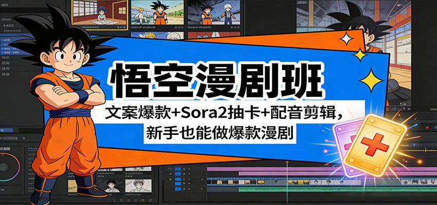 悟空漫剧班：文案爆款+Sora2抽卡+配音剪辑，新手也能做爆款漫剧网创项目-知识付费-在线课程-自媒体创业-网络副业-优利资源优利资源网
