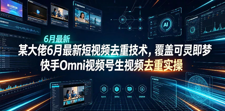 某大佬6月最新短视频去重技术，覆盖可灵即梦快手Omni视频号生视频去重实操网创项目-知识付费-在线课程-自媒体创业-网络副业-优利资源优利资源网