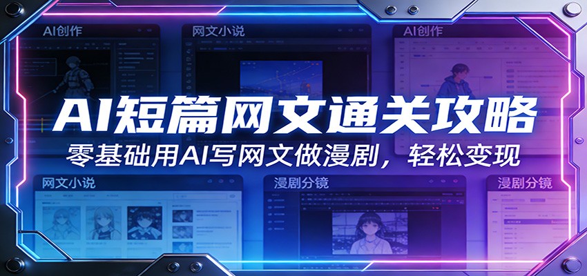 AI短篇网文通关攻略：零基础用AI写网文做漫剧，轻松变现网创项目-知识付费-在线课程-自媒体创业-网络副业-优利资源优利资源网