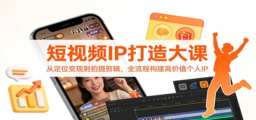 短视频IP打造大课：从定位变现到拍摄剪辑，全流程构建高价值个人IP网创项目-知识付费-在线课程-自媒体创业-网络副业-优利资源优利资源网