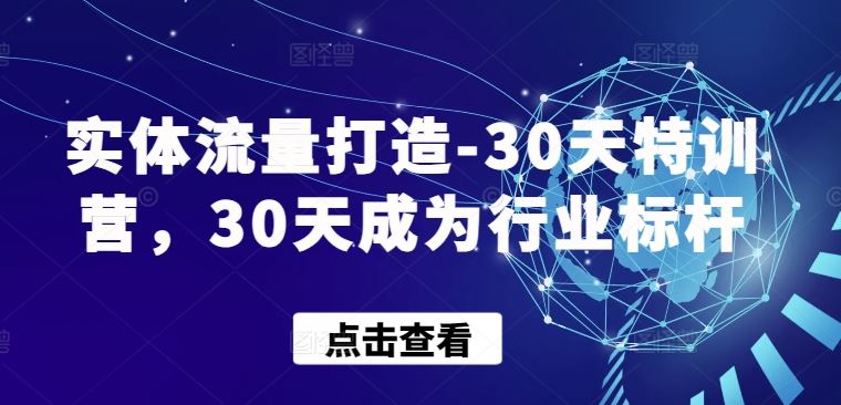 实体流量打造-30天特训营，30天成为行业标杆网创项目-知识付费-在线课程-自媒体创业-网络副业-优利资源优利资源网