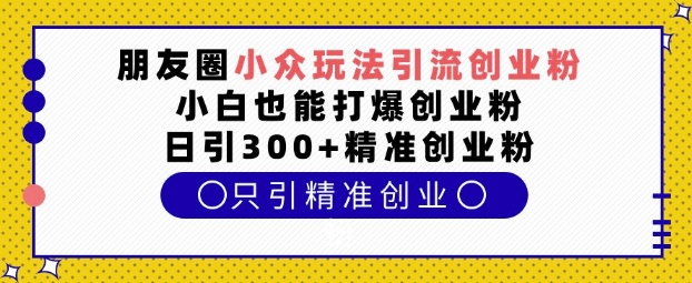 朋友圈小众玩法引流创业粉，小白也能打爆创业粉，日引300+精准创业粉【揭秘】网创项目-知识付费-在线课程-自媒体创业-网络副业-优利资源优利资源网
