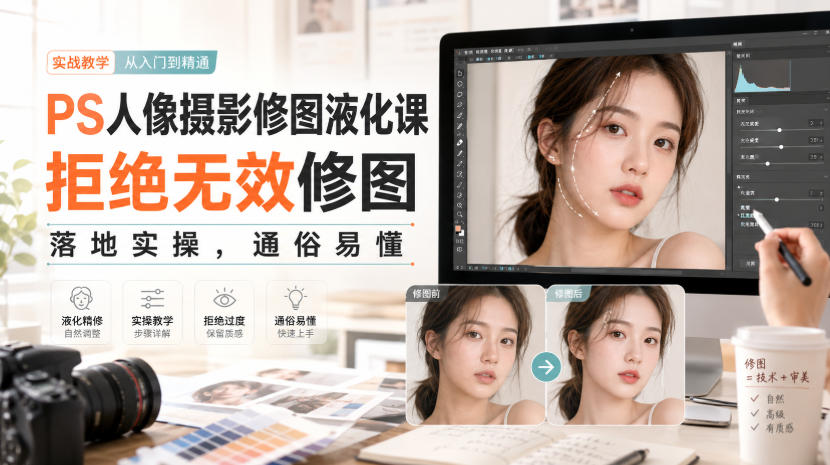 PS人像摄影修图液化课，拒绝无效修图，落地实操，通俗易懂网创项目-知识付费-在线课程-自媒体创业-网络副业-优利资源优利资源网
