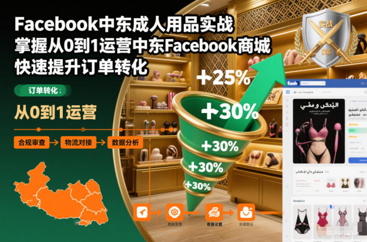 Facebook中东成人用品实战，掌握从0到1运营中东Facebook商城，快速提升订单转化网创项目-知识付费-在线课程-自媒体创业-网络副业-优利资源优利资源网