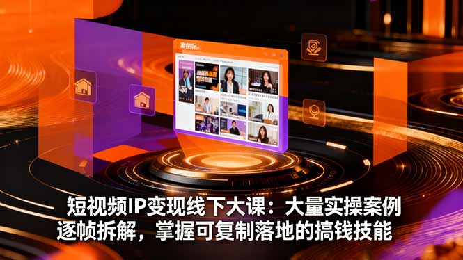 短视频IP变现线下大课：大量实操案例逐帧拆解，掌握可复制落地的搞钱技能网创项目-知识付费-在线课程-自媒体创业-网络副业-优利资源优利资源网