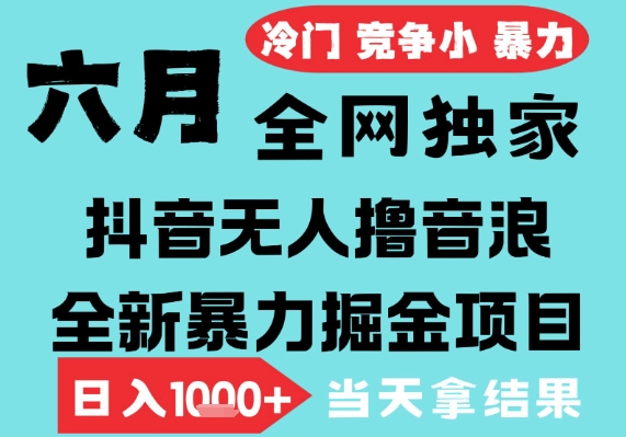 2025年6月高爆抖音无人直播最新撸音浪掘金项目，无脑日入1k+，低门槛小白可做，可矩阵放大【揭秘】网创项目-知识付费-在线课程-自媒体创业-网络副业-优利资源优利资源网