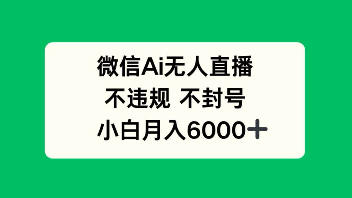 （14733期）微信AI无人直播，不违规 不封号 ，小白月入6000+网创项目-知识付费-在线课程-自媒体创业-网络副业-优利资源优利资源网