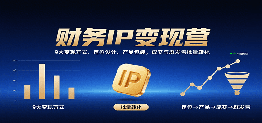财务IP变现营：9大变现方式、定位设计、产品包装，成交与群发售批量转化网创项目-知识付费-在线课程-自媒体创业-网络副业-优利资源优利资源网