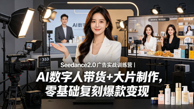Seedance2.0广告实战训练营｜AI数字人带货+大片制作，零基础复刻爆款变现网创项目-知识付费-在线课程-自媒体创业-网络副业-优利资源优利资源网