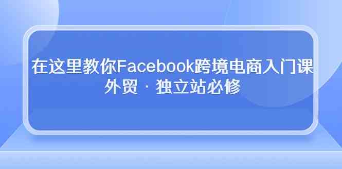 在这里教你Facebook跨境电商入门课，外贸·独立站必修（19节课）网创项目-知识付费-在线课程-自媒体创业-网络副业-优利资源优利资源网