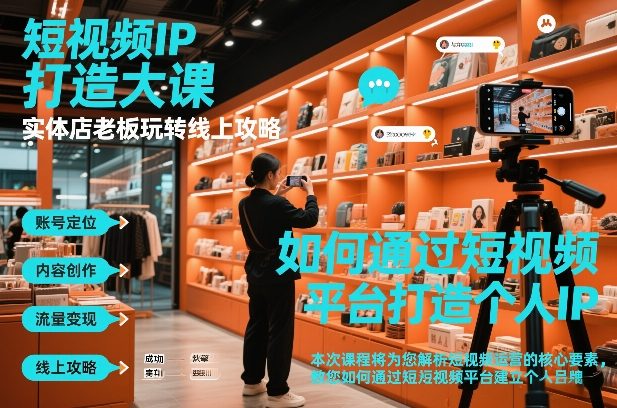 短视频ip打造大课，实体店老板玩转线上攻略网创项目-知识付费-在线课程-自媒体创业-网络副业-优利资源优利资源网