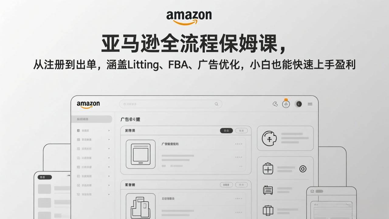 （17293期）亚马逊全流程保姆课，从注册到出单，涵盖Listing、FBA、广告优化，小白也能快速上手盈利网创项目-知识付费-在线课程-自媒体创业-网络副业-优利资源优利资源网
