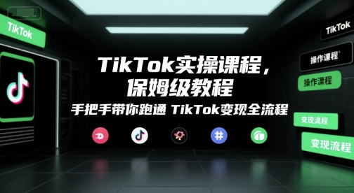 TikTok实操课程，保姆级教程，手把手带你跑通TikTok变现全流程网创项目-知识付费-在线课程-自媒体创业-网络副业-优利资源优利资源网