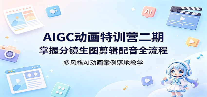 AIGC动画特训营二期：掌握分镜生图剪辑配音全流程，多风格AI动画案例落地教学网创项目-知识付费-在线课程-自媒体创业-网络副业-优利资源优利资源网