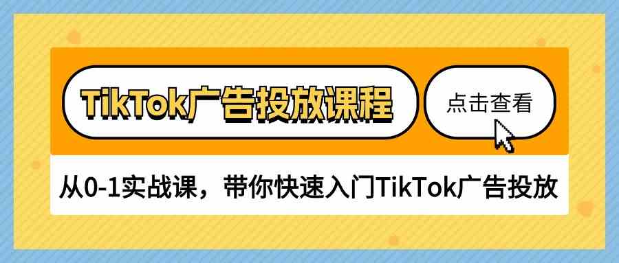 TikTok广告投放课程，从0-1实战课，带你快速入门TikTok广告投放（30节课）网创项目-知识付费-在线课程-自媒体创业-网络副业-优利资源优利资源网