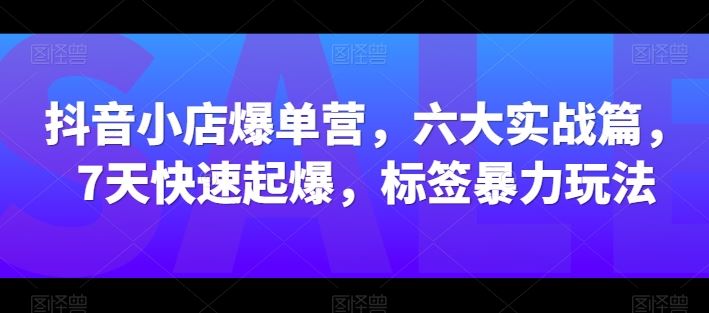 抖音小店爆单营，六大实战篇，7天快速起爆，标签暴力玩法网创项目-知识付费-在线课程-自媒体创业-网络副业-优利资源优利资源网