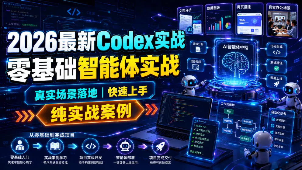 2026最新Codex实战零基础智能体实战，真实场景落地，快速上手，纯实战案例网创项目-知识付费-在线课程-自媒体创业-网络副业-优利资源优利资源网