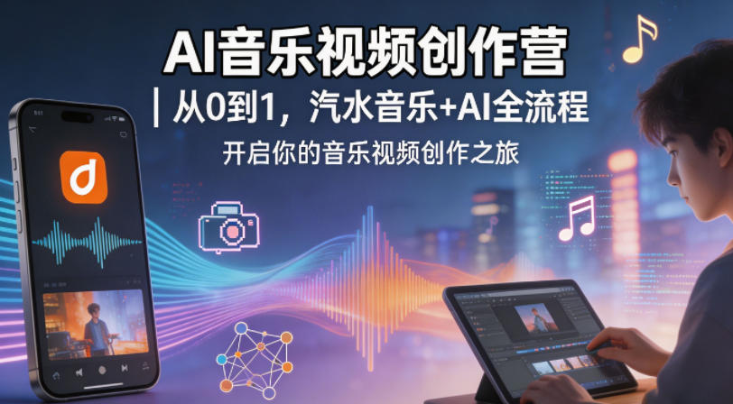 AI音乐视频创作营｜从0到1，汽水音乐+AI全流程，开启你的音乐视频创作之旅网创项目-知识付费-在线课程-自媒体创业-网络副业-优利资源优利资源网