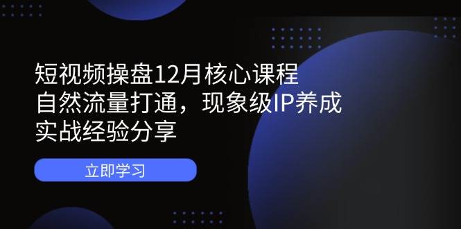 短视频操盘12月核心课程：自然流量打通，现象级IP养成，实战经验分享网创项目-知识付费-在线课程-自媒体创业-网络副业-优利资源优利资源网