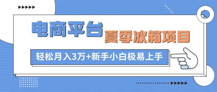 （10934期）电商平台夏季冰箱项目，轻松月入3万+，新手小白极易上手网创项目-知识付费-在线课程-自媒体创业-网络副业-优利资源优利资源网